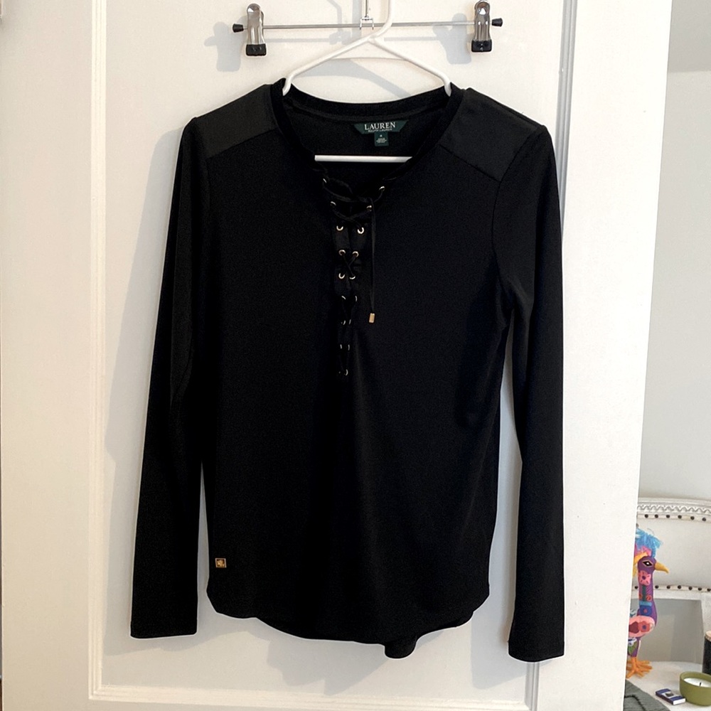 Ralph Lauren black lace up shirt size small